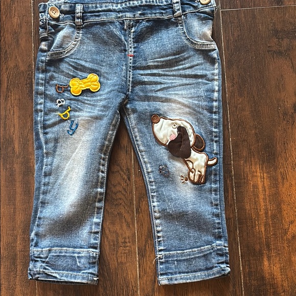 Kids Denim Overalls with Dog Patch - Picture 3 of 5